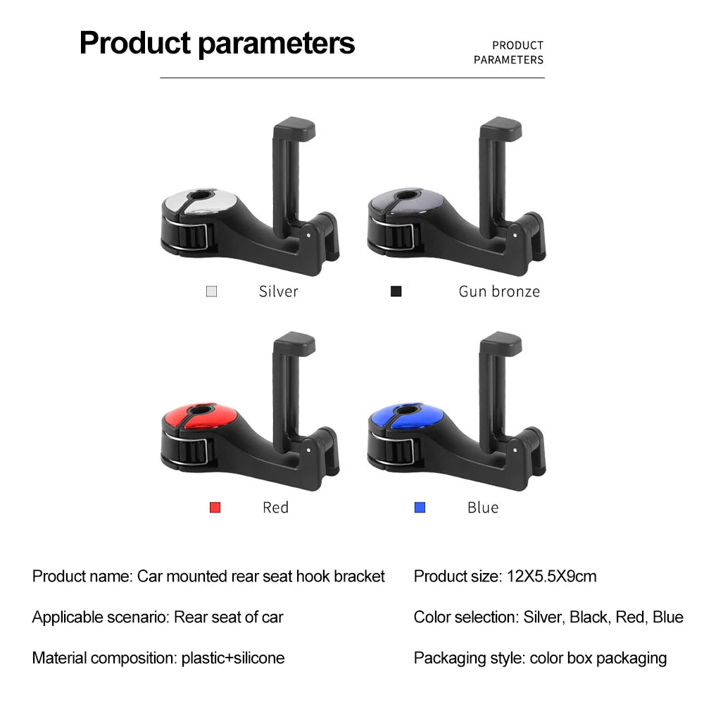 Universal Car Bracket Hook Multi-Function Hanging Storage Mobile Phone Holder Rear Seat Hanger Hook for Bag Purse Cloth Grocery