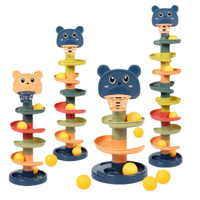 Baby Toy Rotating Rolling Ball Pile Tower Gliding Montessori Educational Toy for Babies Kids Stacking Spin Track Newborn Gift
