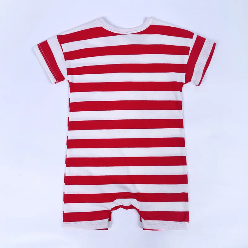 Summer Short Sleeved Baby Rompers 0-2Y Striped Onesies for Newborn Baby Boy Infant Girl Moon Printed Jumpsuit Baby Clothing