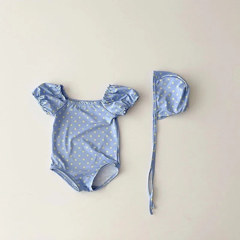 MILANCEL 2pcs Summer Kids Baby Girl Swimming Wear One Piece Heart Print Girls' Swimsuits Toddler Swimwear