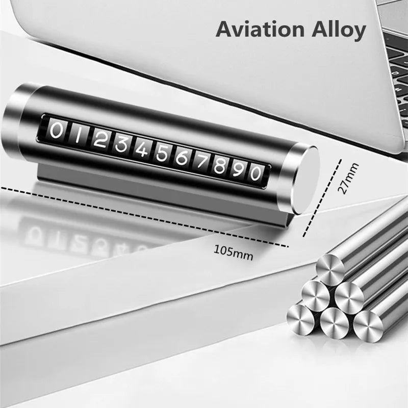 Metal Car Temporary Parking Card Universal Rotate Phone Number Plate Aluminum Stickers Park Stop in Car-styling Auto Accessories