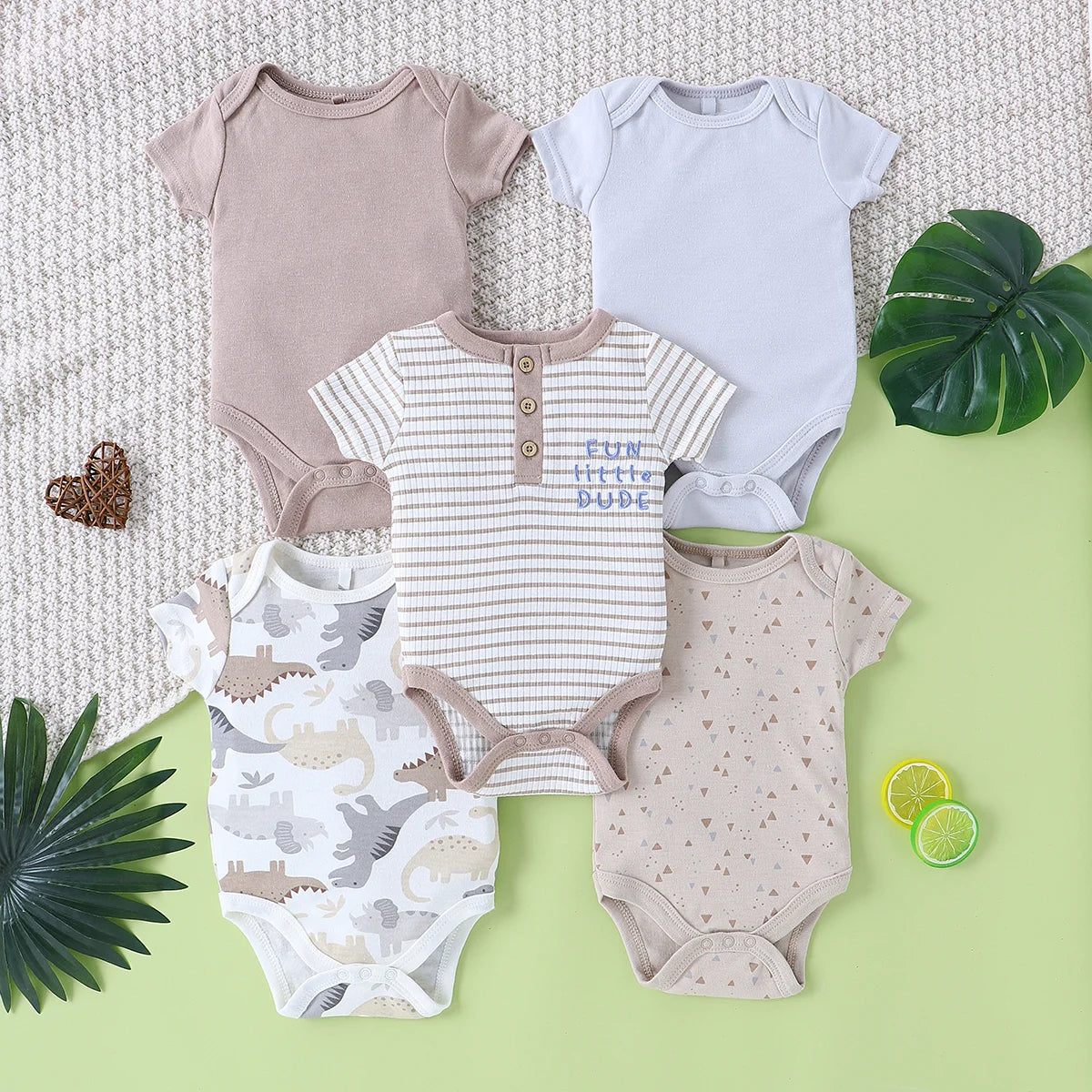 5PCS Baby boy's clothes Baby boy onesies summer Short-sleeved jumpsuit newborn baby clothes Suitable for 0-9months