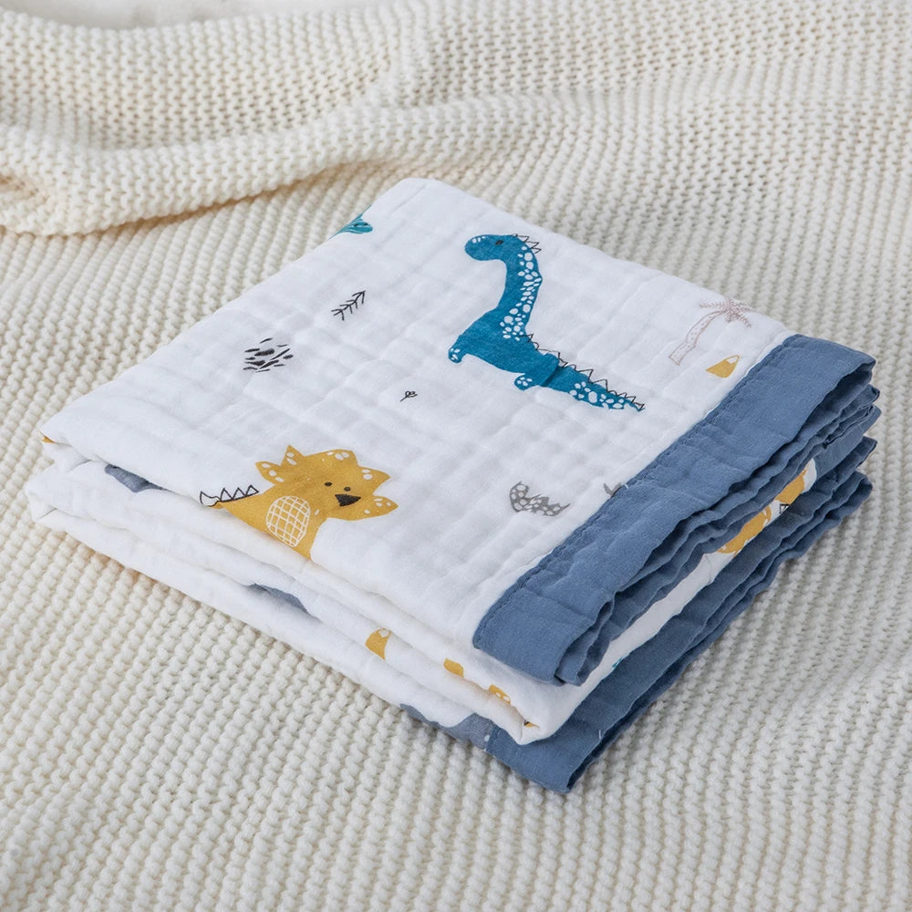Baby Blankets 6 Layers 100% Cotton Gauze Breathable Infant Wrap Soft Absorbent Newborn Swaddle Blankets Cartoon Baby Bath Towel
