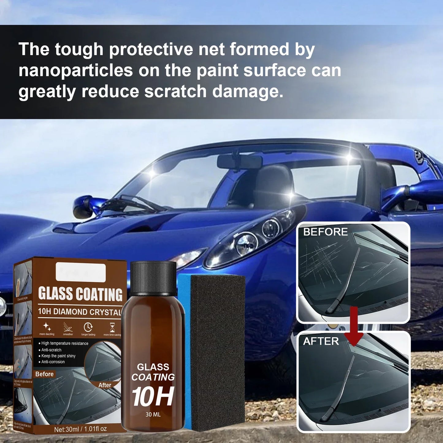 Car Glass Coating Ceramic Coating Nano Crystal Coating Car Windows Polishing Scratch Resistance Glass Waterproof Dustproof Agent