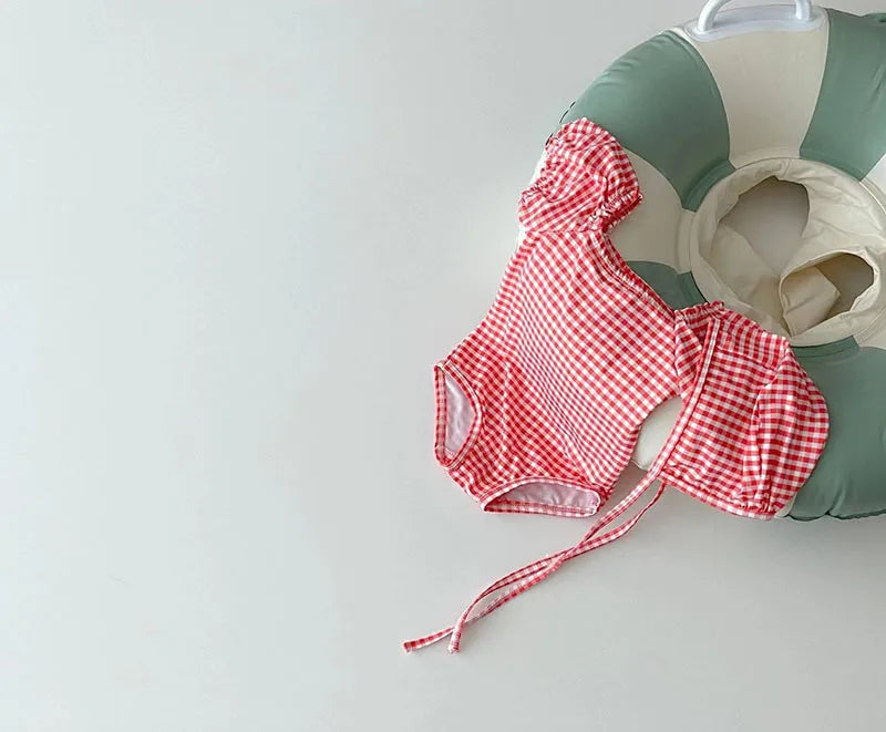 MILANCEL 2pcs Summer Kids Baby Girl Swimming Wear One Piece Heart Print Girls' Swimsuits Toddler Swimwear