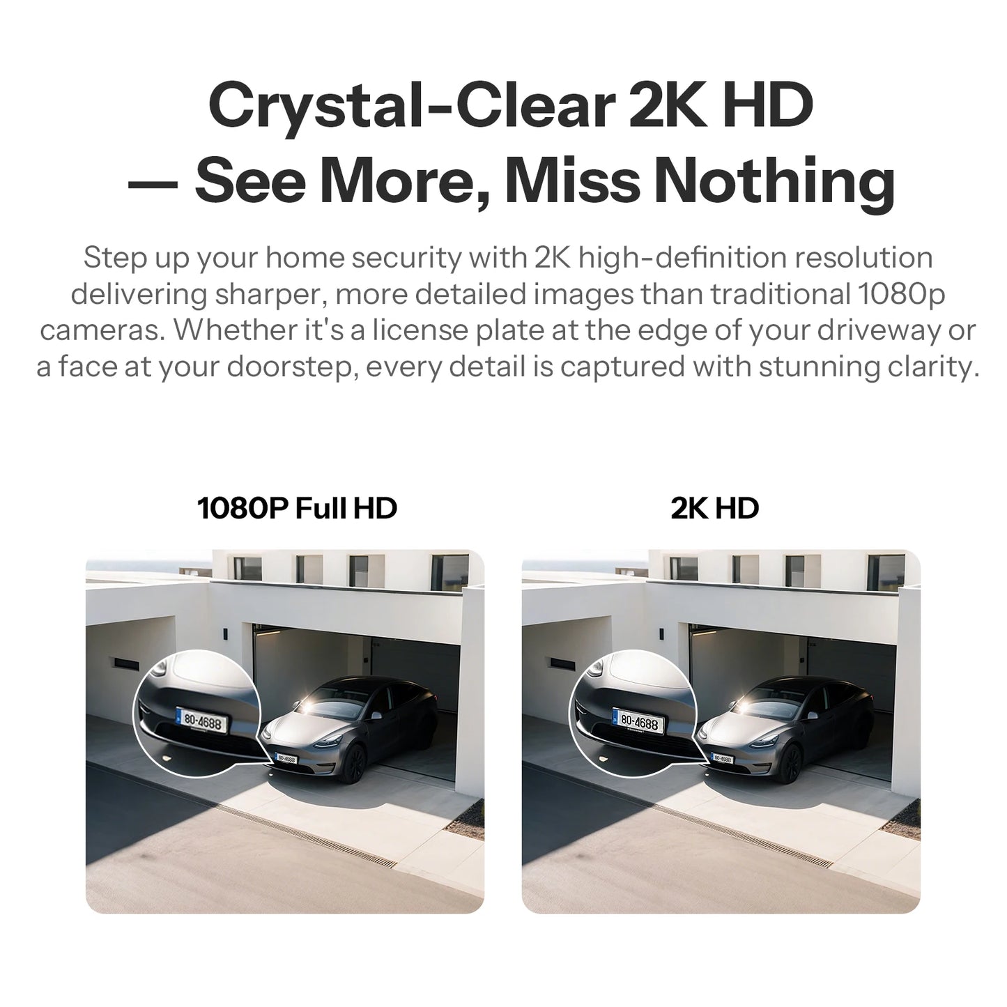 CAM-B1P Outdoor Smart Security Camera 2K HD With AI Human Detection IP65 Weatherproof 180° Pan Control Alexa Google Home