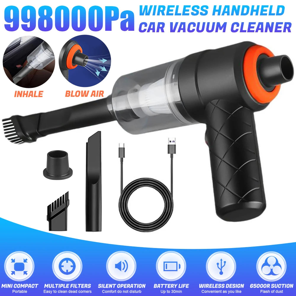 Wireless Handheld Vacuum Cleaner 2 in1 Portable Mini Rechargeable Hand Held Dual Use Vacuum Cleaner Air Blower for Home and Car