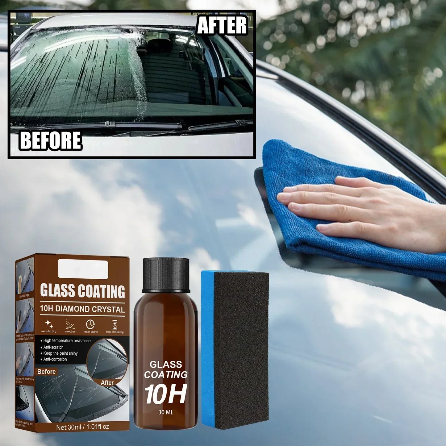 Car Glass Coating Ceramic Coating Nano Crystal Coating Car Windows Polishing Scratch Resistance Glass Waterproof Dustproof Agent