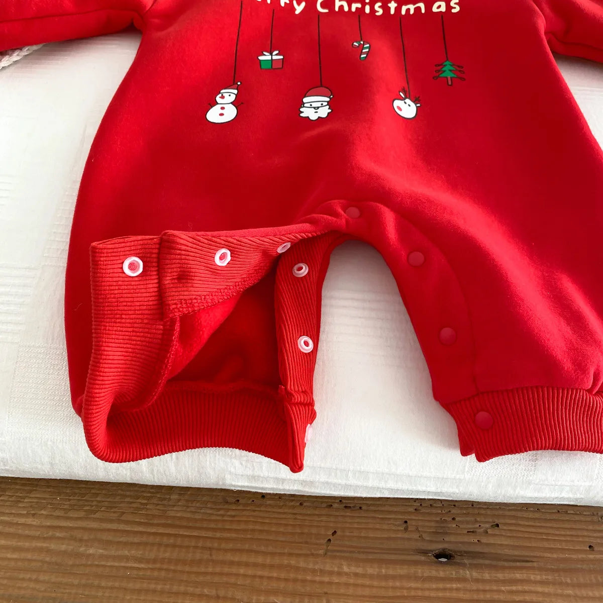 Infant Baby Boys Girls Christmas Romper Long Sleeve Thicken Hooded Letters Print Jumpsuit Fall Winter Newborn Clothes Christmas