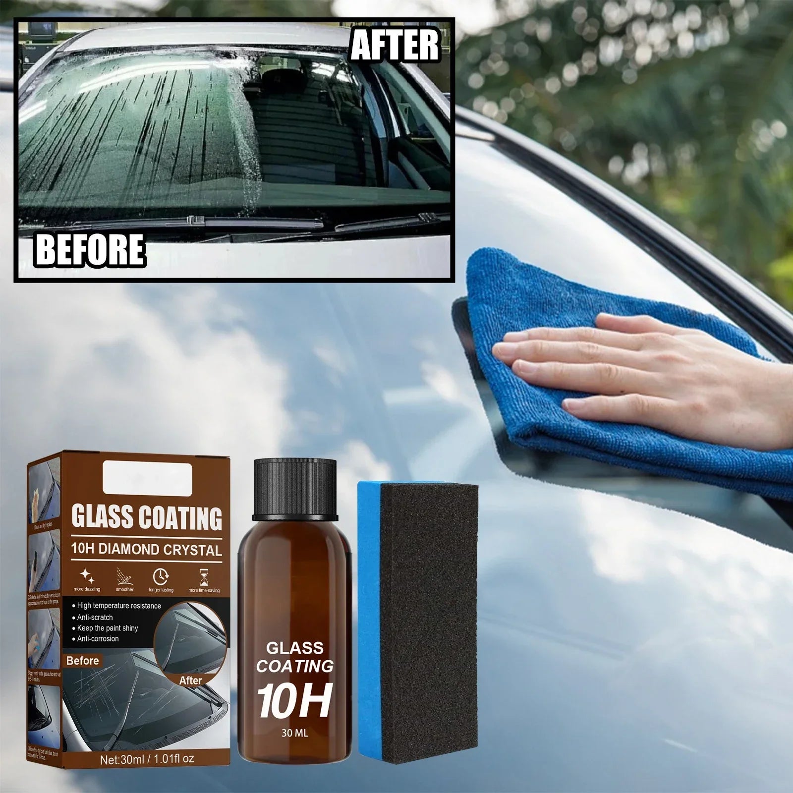 Car Glass Coating Ceramic Coating Nano Crystal Coating Car Windows Polishing Scratch Resistance Glass Waterproof Dustproof Agent