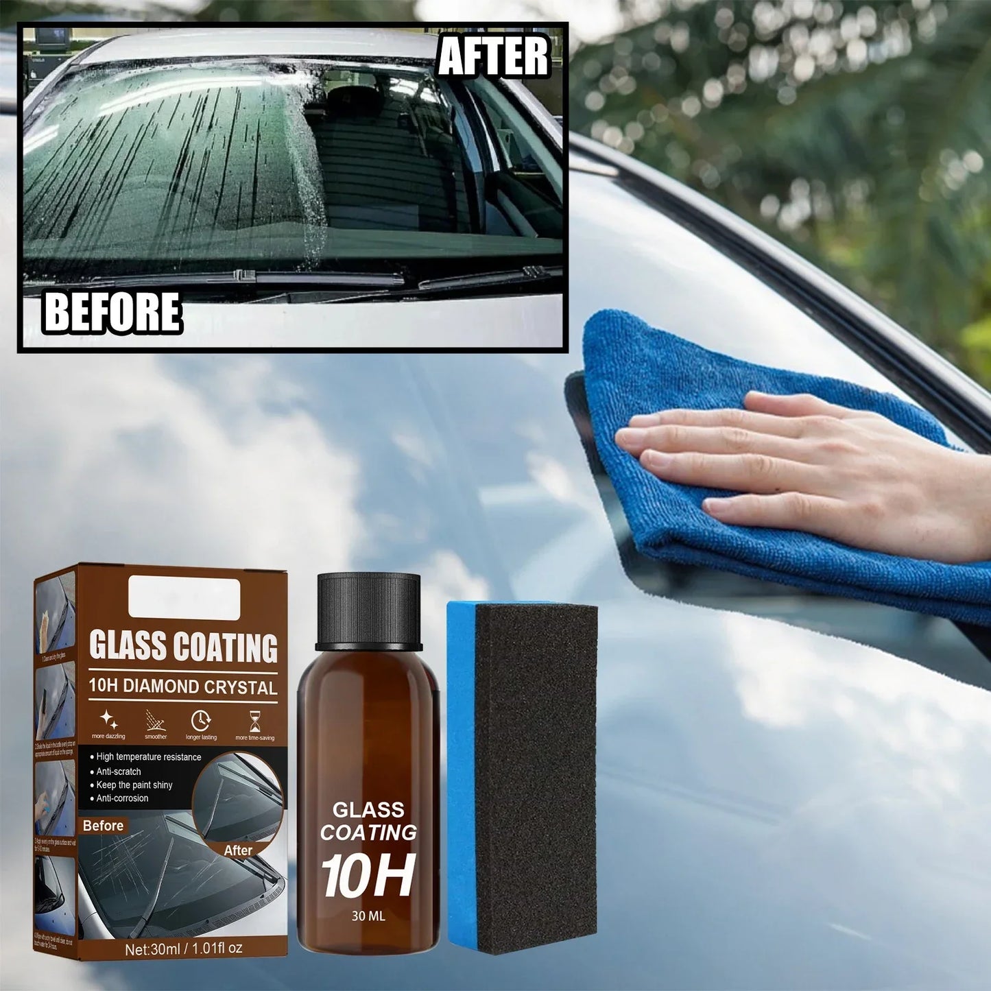 Car Glass Coating Ceramic Coating Nano Crystal Coating Car Windows Polishing Scratch Resistance Glass Waterproof Dustproof Agent