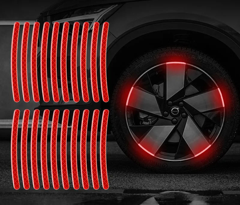 Car Wheel Hub Reflective Stripes Door Handle Safety Warning Sticker Car Rear Warning Tape Automobile Sticker Exterior Accessorie