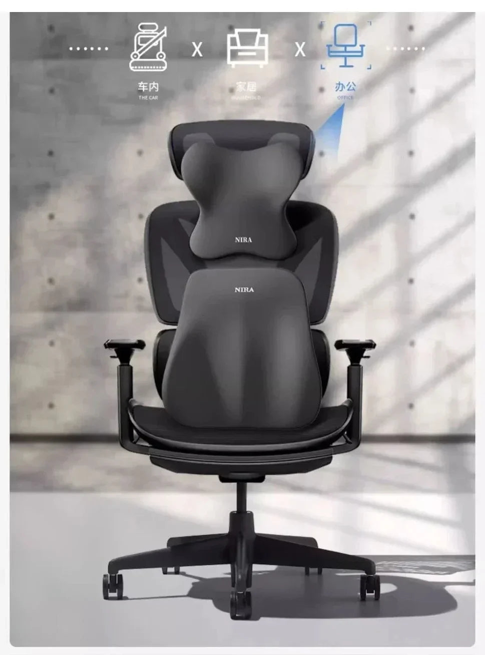 New Car Lumbar Support Pillow Memory FoamAuto Neck Pillow Waist Support Removable Washable Backrest Universal Vehicle Cushion