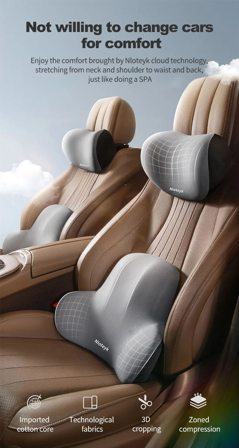 Car Neck Pillow Memory Foam Protective Lumbar Back Support Breathable Car Headrest Cushion Relieve Stress Car Seat Pillow