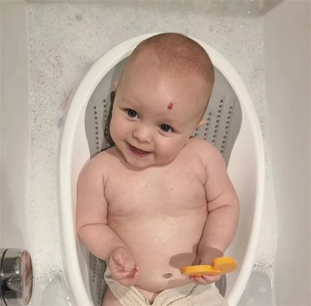 Soft Touch Baby Bath Tub Silicone Mesh Support Non Slip Base Newborn Foot Bath Bucket Bathroom Grey UK