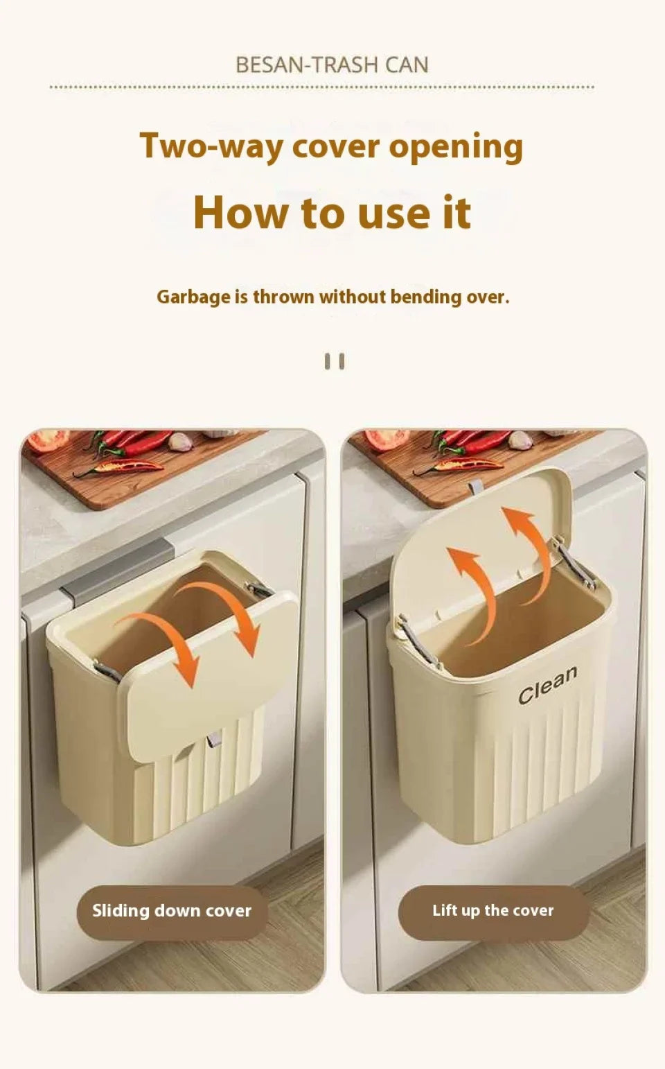 Hanging Trash can Kitchen Hanging with Lid Bathroom Accessories Mounted Recycling Garbage Baskests Wall Mounted Garbage Bins