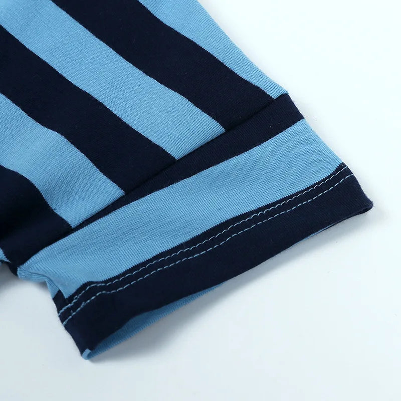 Summer Short Sleeved Baby Rompers 0-2Y Striped Onesies for Newborn Baby Boy Infant Girl Moon Printed Jumpsuit Baby Clothing