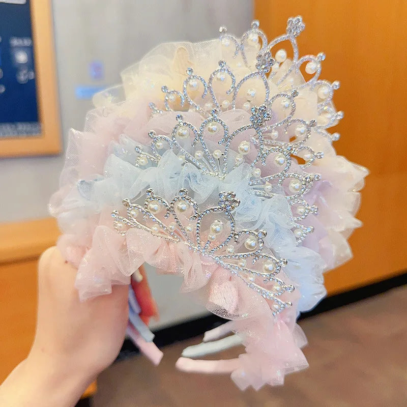 Children's Princess Super Immortal Crown Headpiece Hair Hoop Girl's Birthday One Year Old Photo Headband Baby Stylish Hair Clip