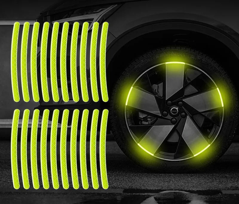 Car Wheel Hub Reflective Stripes Door Handle Safety Warning Sticker Car Rear Warning Tape Automobile Sticker Exterior Accessorie