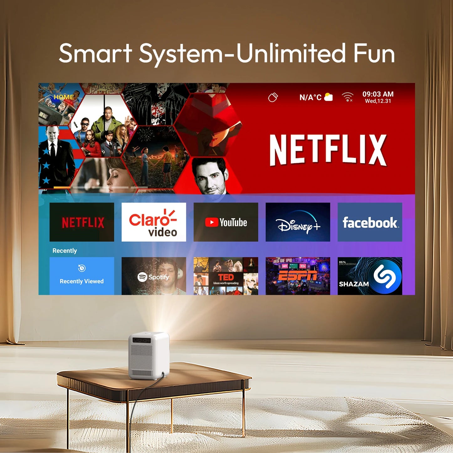 LOVE U4 Smart Mini Home Theater Projector 4K 1080P Video Android WIFI for Smartphone Cinema