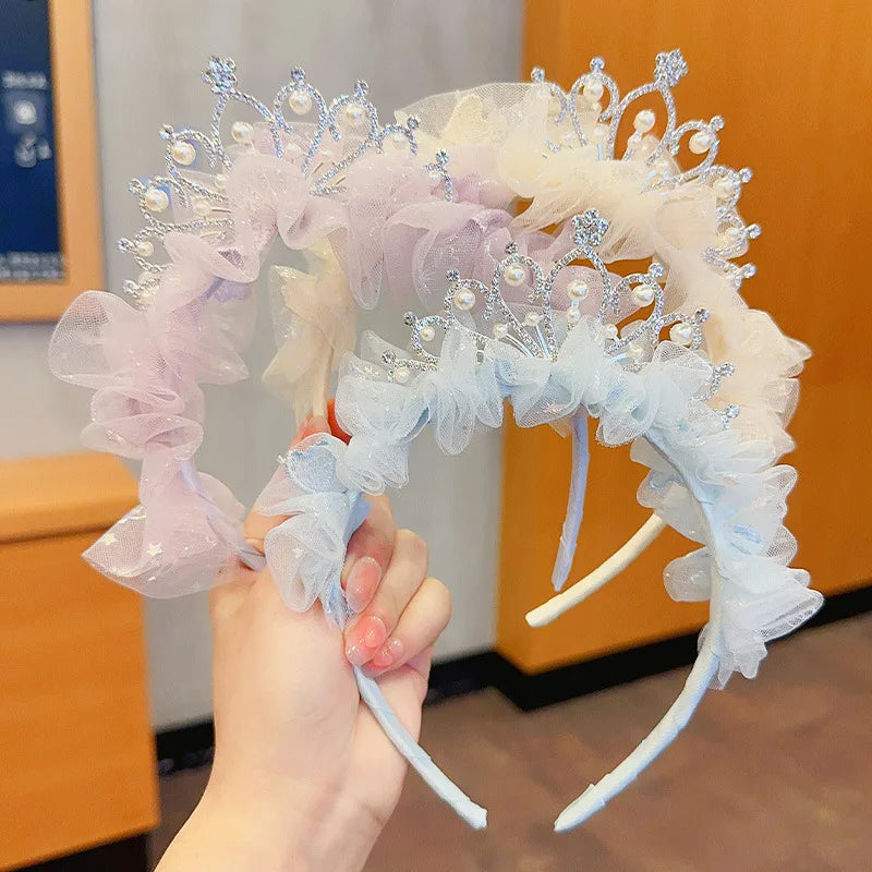 Children's Princess Super Immortal Crown Headpiece Hair Hoop Girl's Birthday One Year Old Photo Headband Baby Stylish Hair Clip