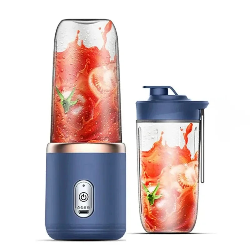 6 Blade Portable Juicer USB Rechargeable Juicer Stainless Steel Blade Cup Juicer Fruit Automatic Smoothie Blender Kitchen Tool