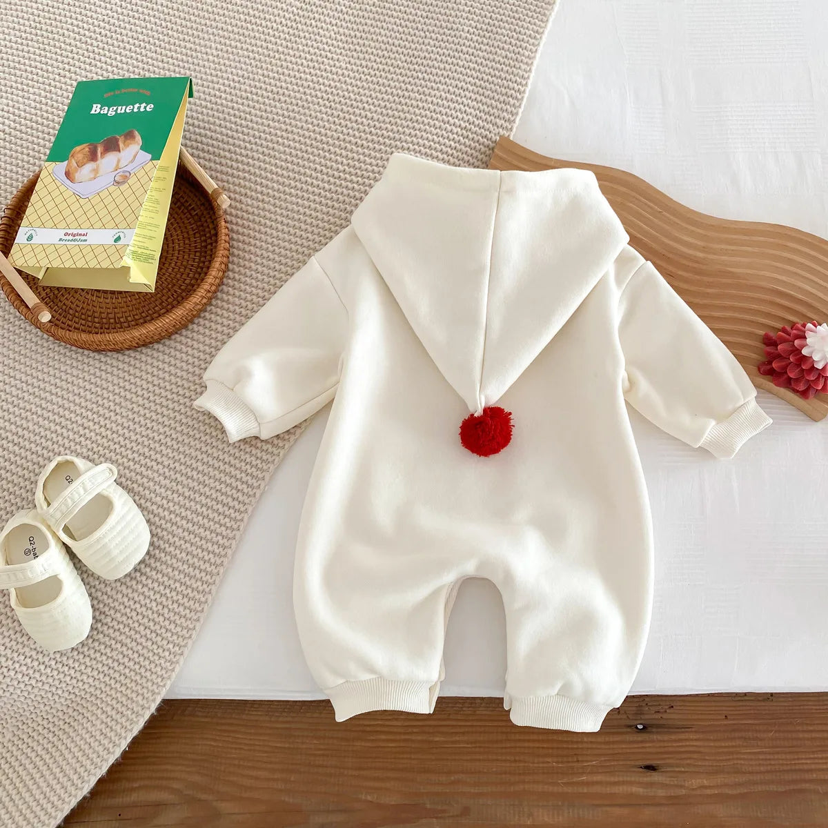 Infant Baby Boys Girls Christmas Romper Long Sleeve Thicken Hooded Letters Print Jumpsuit Fall Winter Newborn Clothes Christmas