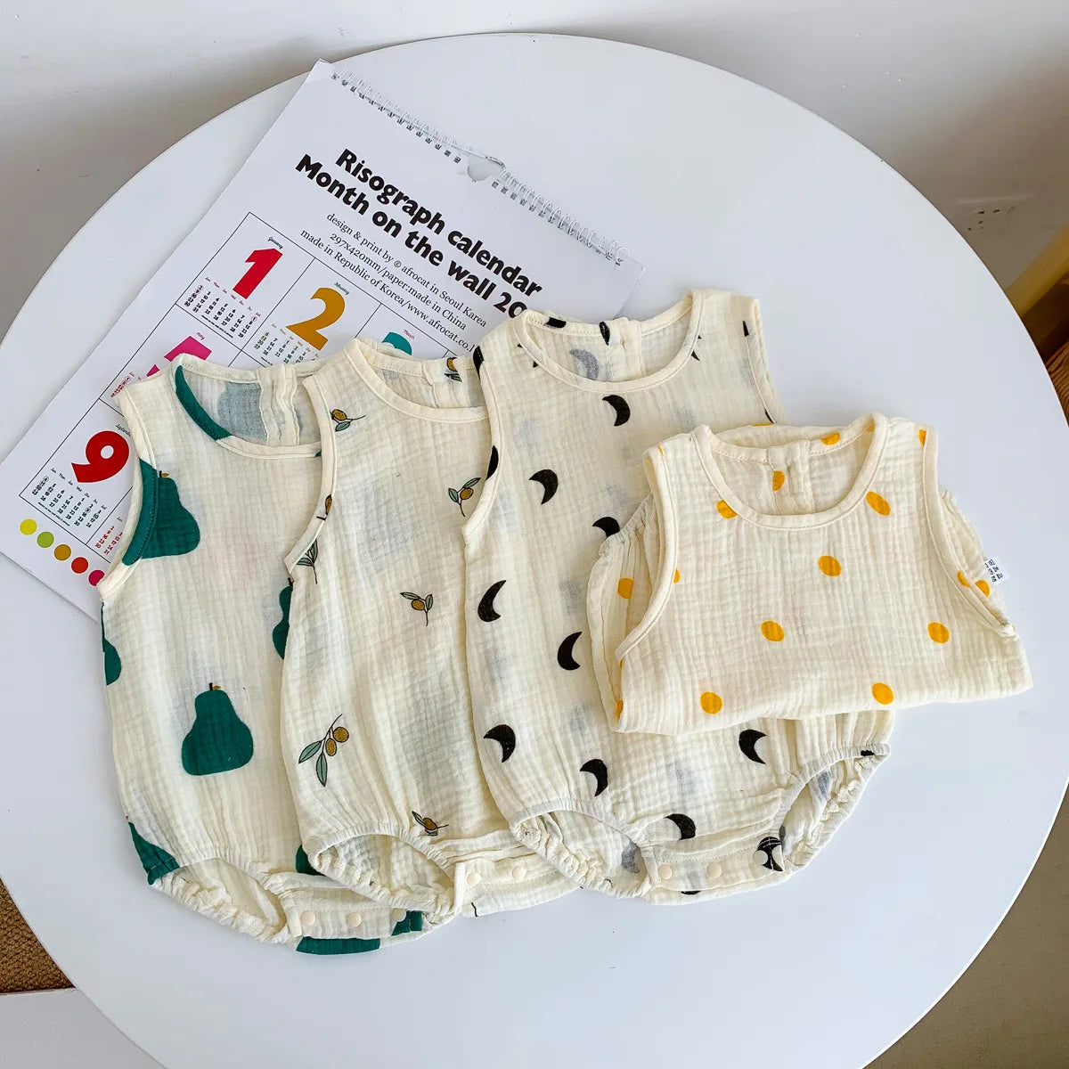 2025 New In Summer Infant Newborn Baby Girls Boys Wrinkle Cloth Cotton Outfits Kids Casual Jumpsuits Toddler Bodysuits