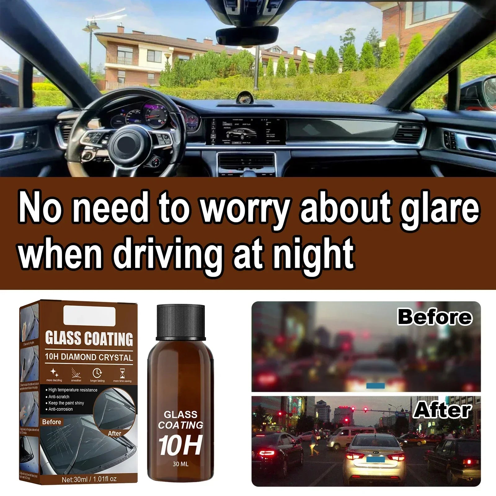 Car Glass Coating Ceramic Coating Nano Crystal Coating Car Windows Polishing Scratch Resistance Glass Waterproof Dustproof Agent