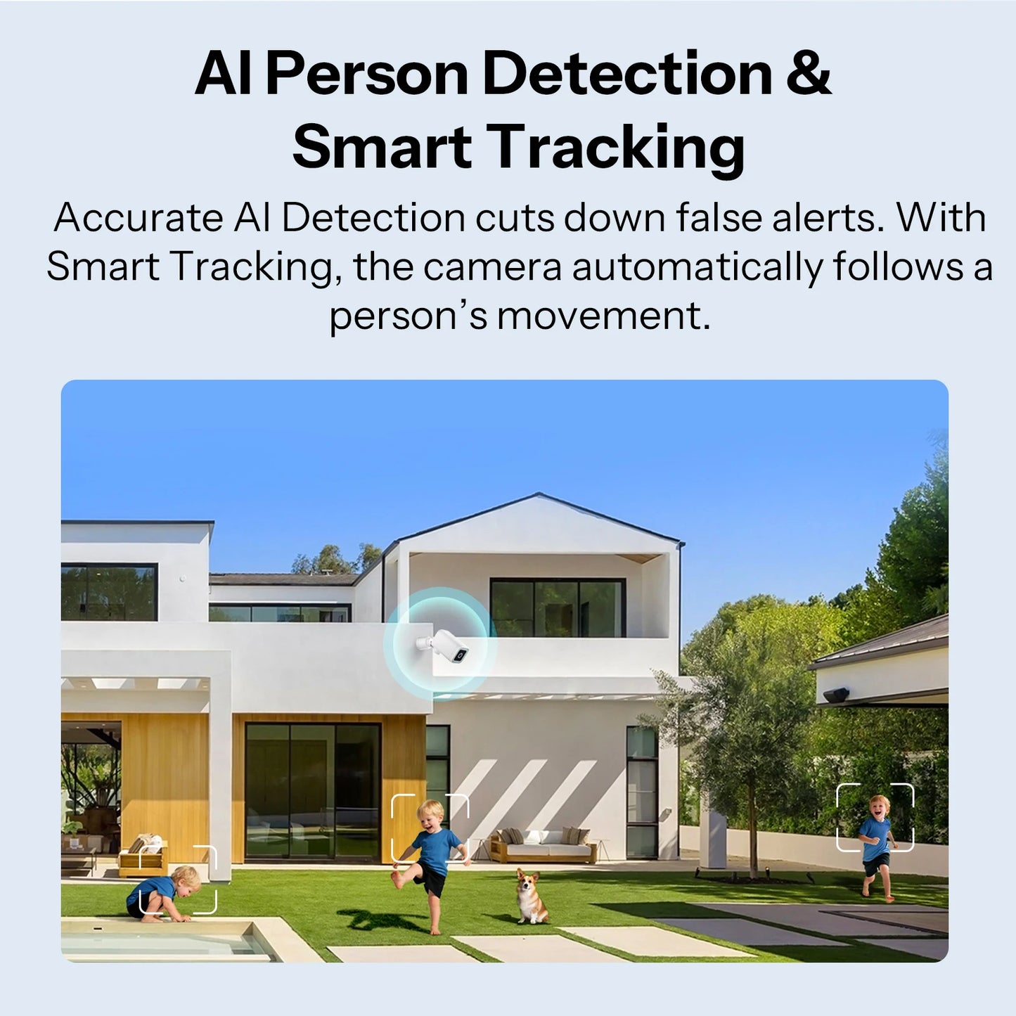 CAM-B1P Outdoor Smart Security Camera 2K HD With AI Human Detection IP65 Weatherproof 180° Pan Control Alexa Google Home