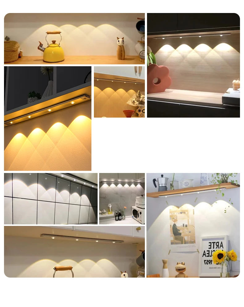 Motion Sensor Light LED Sensor Lamp Wireless Ultra Thin USB LED For Kitchen Cabinet Bedroom Wardrobe Indoor Lighting Night Light