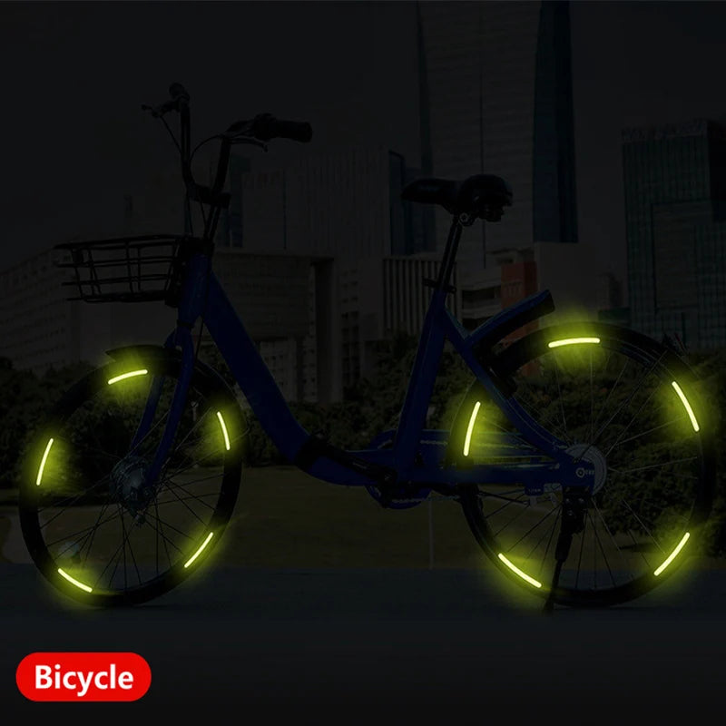 Car Wheel Hub Reflective Stripes Door Handle Safety Warning Sticker Car Rear Warning Tape Automobile Sticker Exterior Accessorie