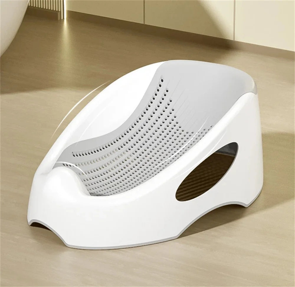 Soft Touch Baby Bath Tub Silicone Mesh Support Non Slip Base Newborn Foot Bath Bucket Bathroom Grey UK