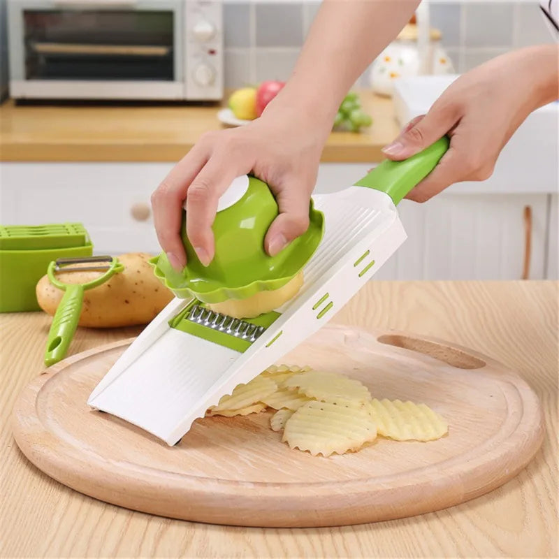 Fries Grid Stainless Potato Grid Steel Potato Kitchen Wooden Home Chip Shred Potato Vegetable French Gadget Cutter Grater Slicer