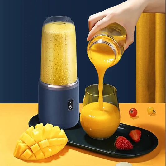 Portable Juicer Cup Smoothie Blender 6 Blade Blender Bottle  Household Fruit Juicer Cup USB Rechargeable Juicer Kitchen Tool