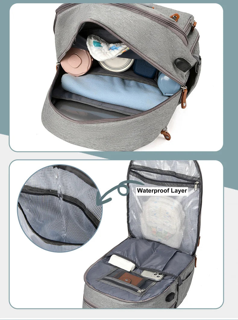 Diaper Bag Backpack Baby Essentials Travel Tote Multifunction Waterproof with Changing Station Pad Stroller Straps Big for Mommy