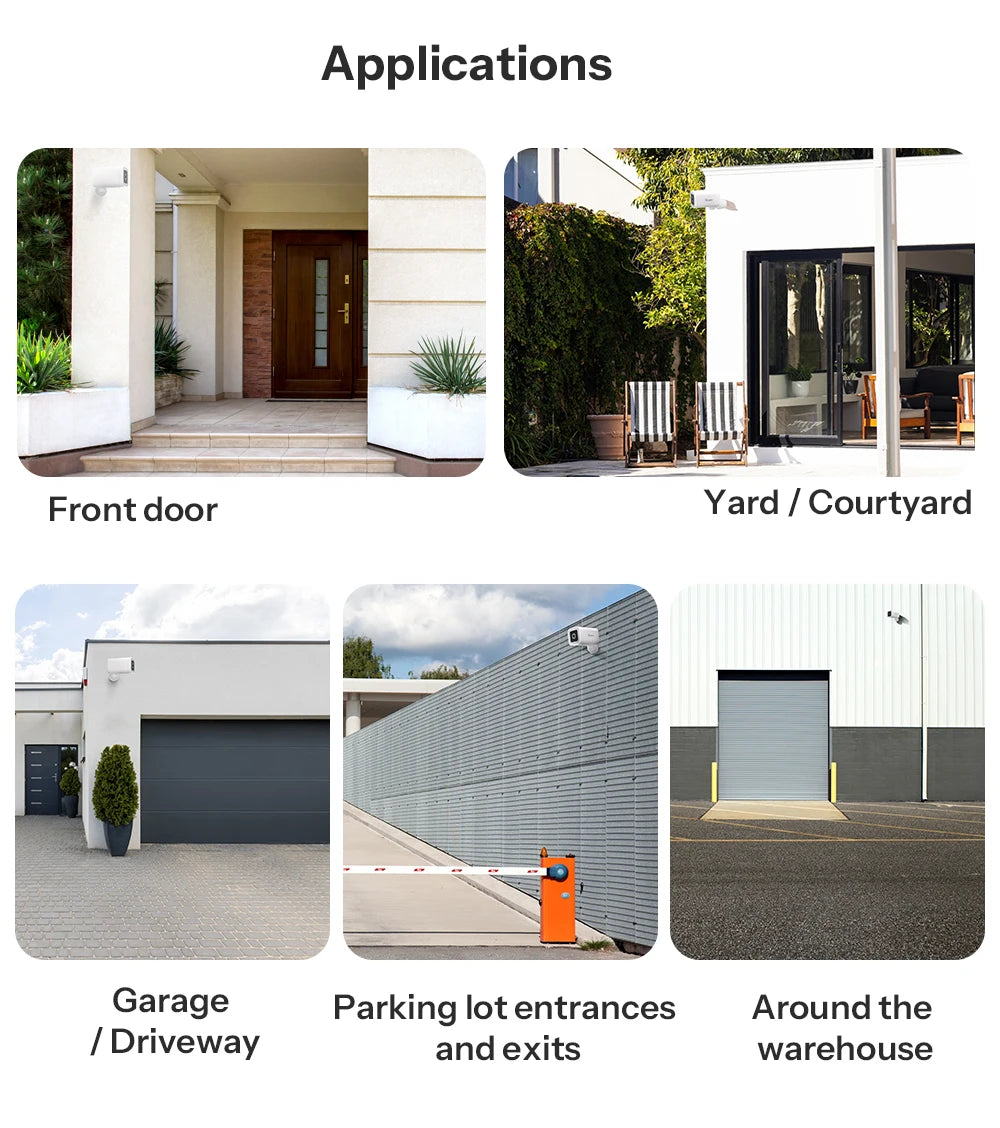CAM-B1P Outdoor Smart Security Camera 2K HD With AI Human Detection IP65 Weatherproof 180° Pan Control Alexa Google Home