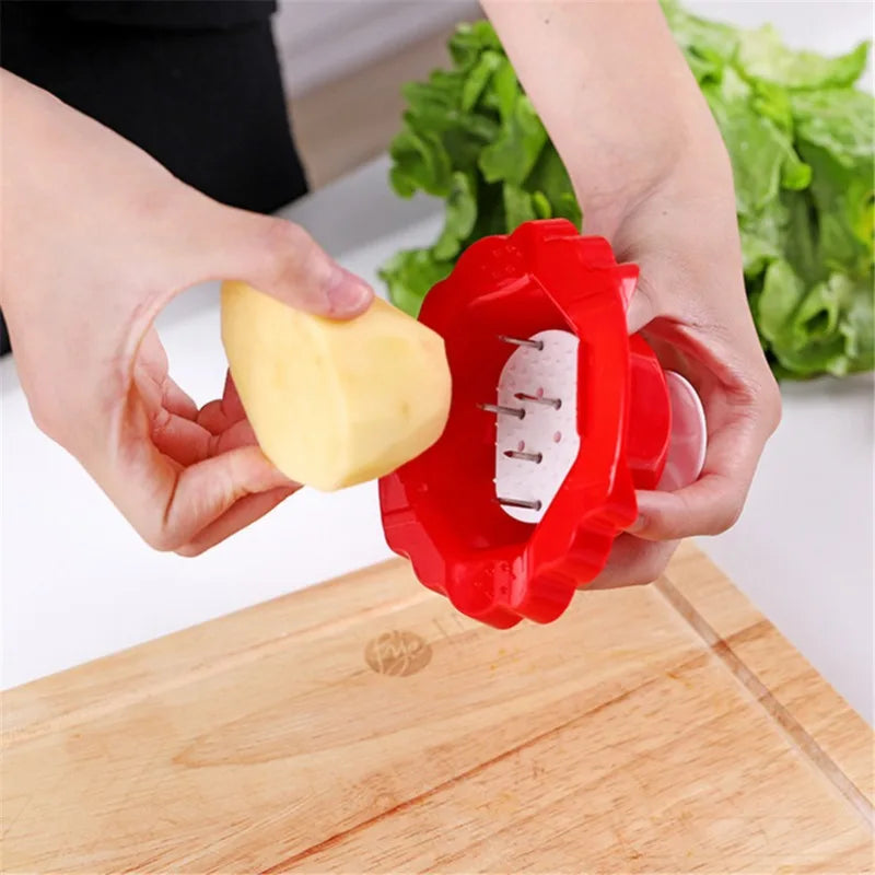 Fries Grid Stainless Potato Grid Steel Potato Kitchen Wooden Home Chip Shred Potato Vegetable French Gadget Cutter Grater Slicer