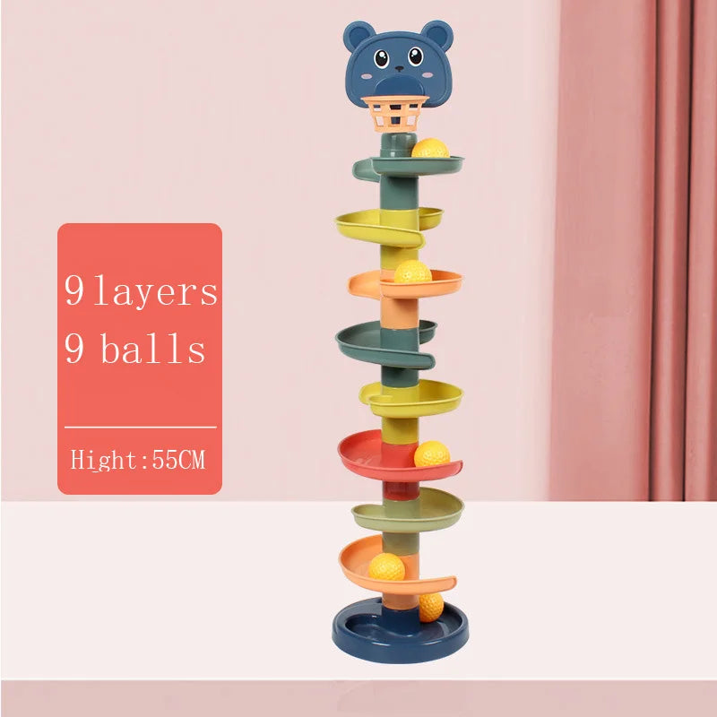 Baby Toy Rotating Rolling Ball Pile Tower Gliding Montessori Educational Toy for Babies Kids Stacking Spin Track Newborn Gift