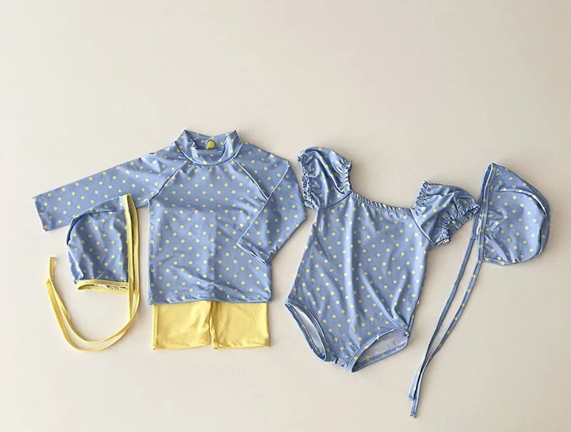 MILANCEL 2pcs Summer Kids Baby Girl Swimming Wear One Piece Heart Print Girls' Swimsuits Toddler Swimwear